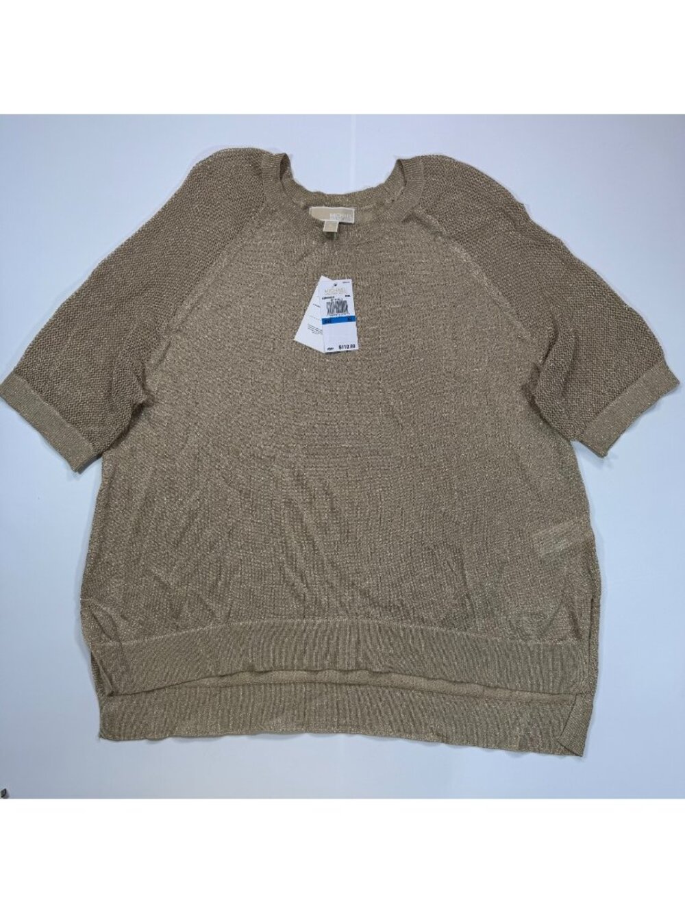 Michael Kors Sweater Women's XL Brown Viscose Knitted Metallic Holiday Sheer